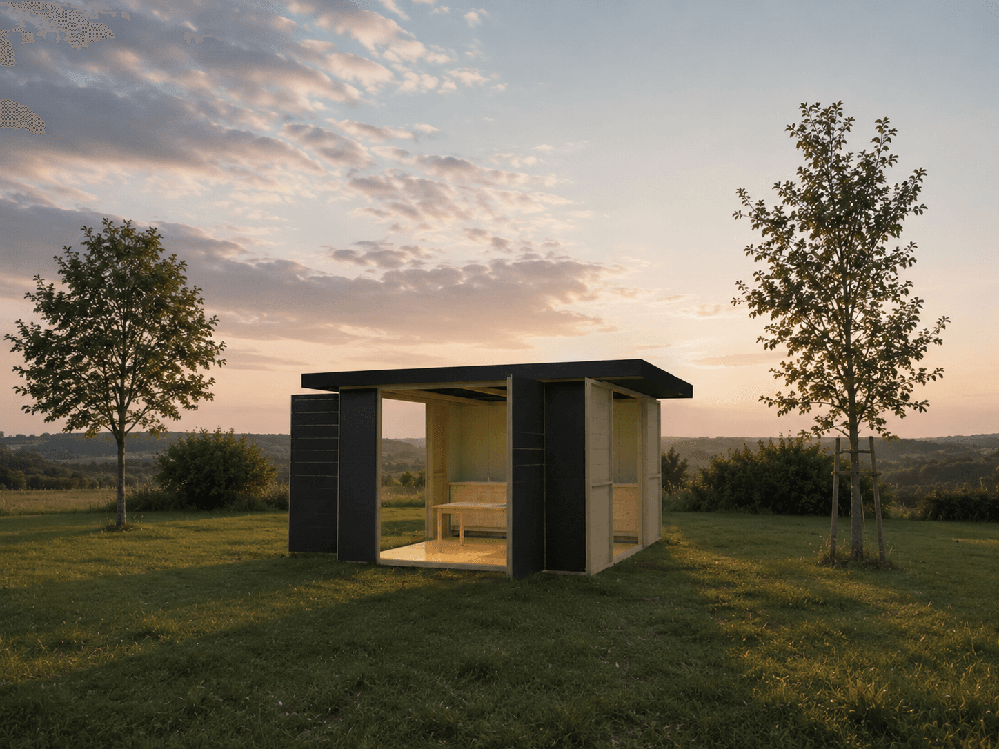 Pavilhão para cozinhar em paisagem