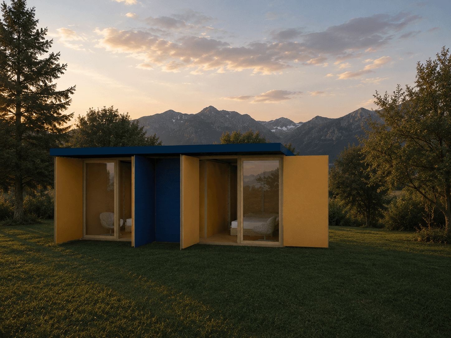 Pavilhão para dormir com vista de montanha
